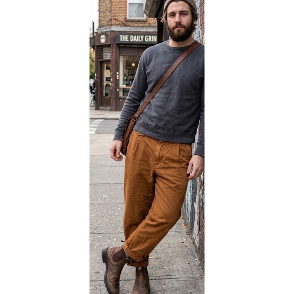 Alex Mill Mens Cropped Cuff Pleated Copper Chino Pants Sz 30x24 Sailor Newsboy
